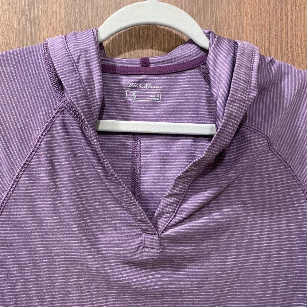 Eddie Bauer Purple Infinity Long Sleeve Hoodie Size Small‎ Striped Trek Travel - Picture 4 of 10